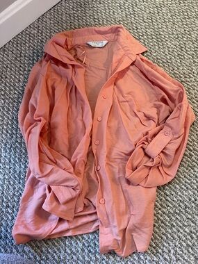Primark Peach-Orange Lightweight Button Shirt